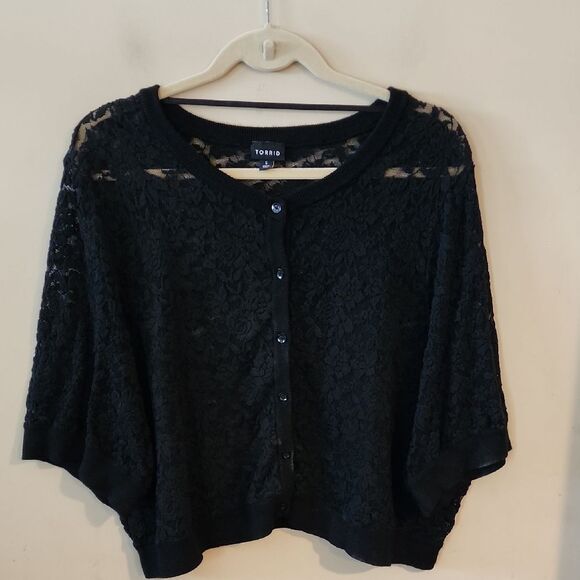 Torrid Black Lace Cardigan Size 5 - Picture 1 of 6